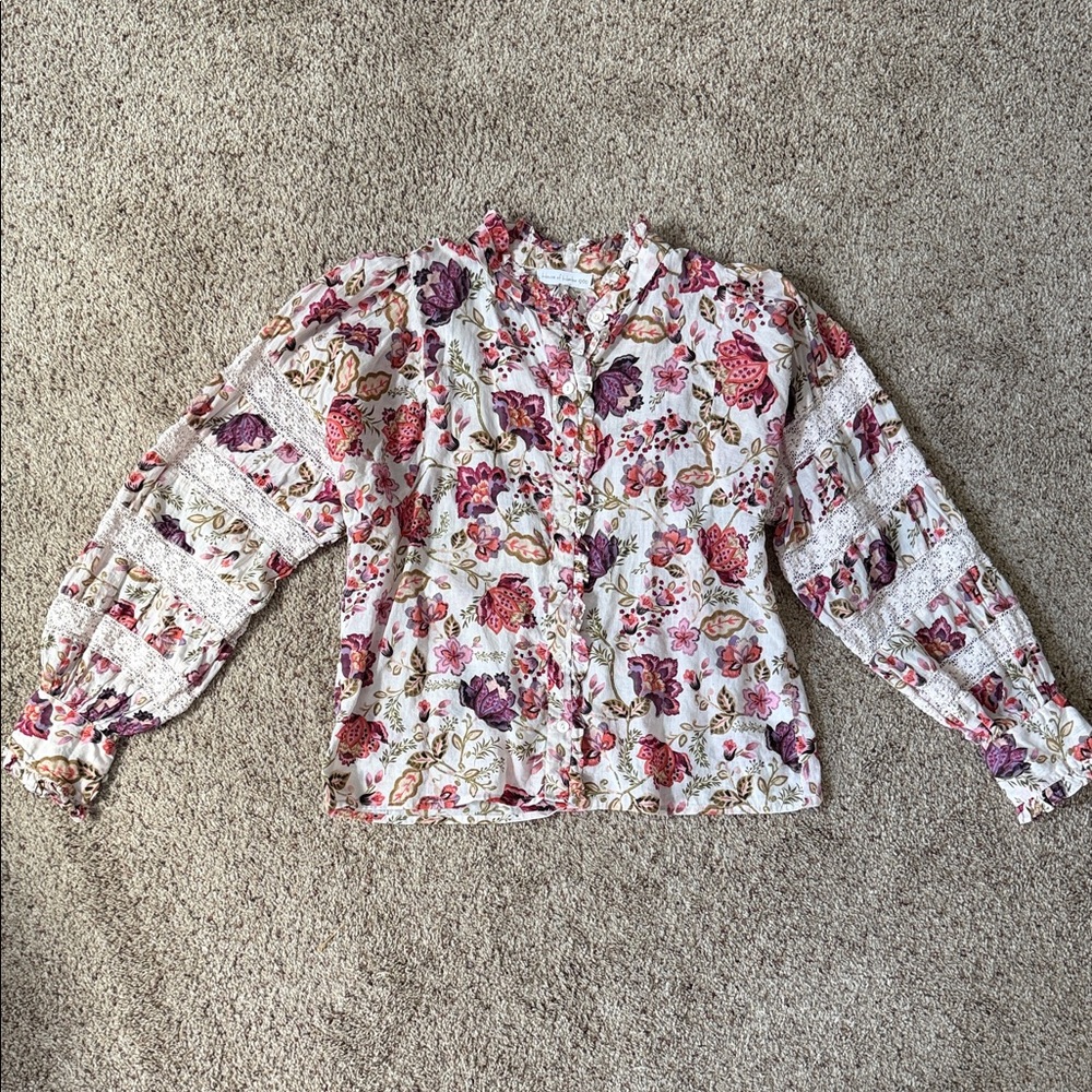 House of Harlow 1960 Floral Blouse in Purple and Red